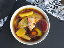 Pot au feu de foie gras, homard et légumes anciens