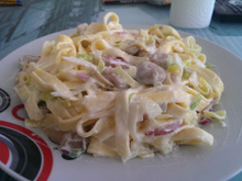 Tagliatelles poireaux et champignons