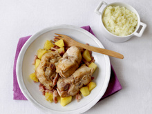 Râbles de lapin aux pommes, cidre et noix