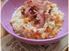 Risotto d'automne au potiron, pancetta et noisettes