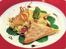 Salade de brick de Chavignol au basilic