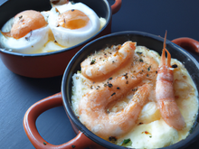 Œufs cocotte au maroilles et crevette grises