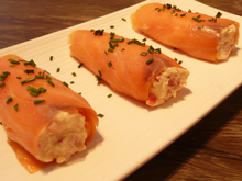 Cannelloni de saumon fumé à la ricotta et aux poivrons rouges