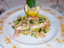 Filets de bar aux crevettes et courgettes .....