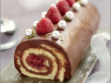 Bûche roulée Chocolat, Framboise coco et citron vert