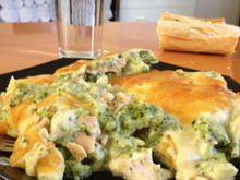 Gratin de brocolis à la béchamel et au saumon