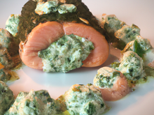 Saumon farci au fromage frais et au pesto
