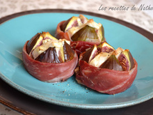 Figues rôties au chèvre et jambon cru