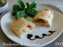 Brickettes de dindonneau au Chaource et poire de Mamigoz