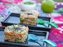 Tartare de saumon et pomme au wasabi et gingembre