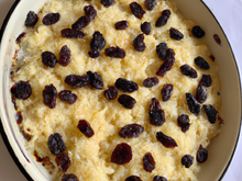 Gratiné de riz aux raisins macérés