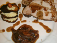Rôti de porc aux marrons glacés, millefeuille de rutabaga