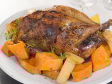 Faisan farci aux coings et au foie gras