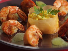 Gambas au cumin et citron vert et son risotto