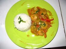 Crevettes sautées soja et coco