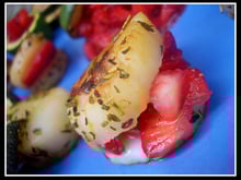 Variations sucrées-salées autour de la Noix de St Jacques, de la Courgette et de la Fraise