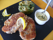 Croustillant de tête de veau à l'embeurrée de chou