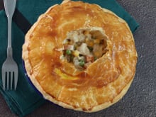 Chicken pot pie ou fausse tourte poulet maïs et petit pois