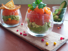 Verrine perles du Japon et saumon fumé guacamole