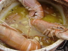 Tajine de joues de lotte aux abricots et langoustines