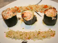 Courgettes farcies au saumon et chèvre chaud