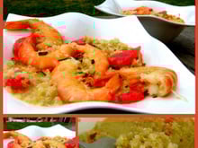 Risotto de quinoa aux crevettes et pamplemousse rose