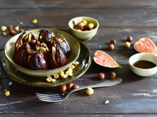 Figues rôties au balsamique, chèvre et noisettes