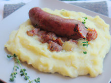 Andouille de Vire au Pont-l'Avêque purée de pomme de terre gratinée
