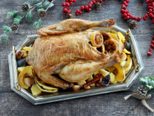 Chapon aux épices et légumes sautés au miel