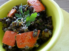Lentilles au potimarron et sauce coco curry