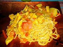 Pâtes au poulet et curry
