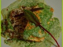 Saumon à l'oseille, riz sauvage