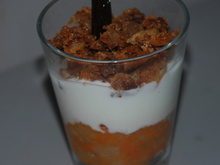 Verrine de compotée poire/potiron vanillée, poire séchée et crumble de speculoos