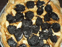 Tarte boudin  pommes  et oignons