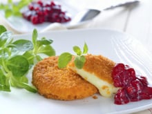 Croustillant de camembert de Normandie au coulis de groseille