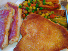 Escalope de jambon multicolorée