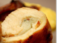 Saltimboccas aux poires et Roquefort et réduction au vin et miel....