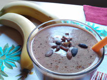 Smoothie banane amandes chocolat