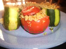 Courgettes et tomates farcies au hachis de viande