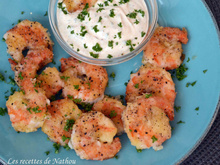 Gambas croustillantes, sauce curry et piment d'Espelette