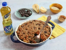 Crumble léger aux poires & chocolat