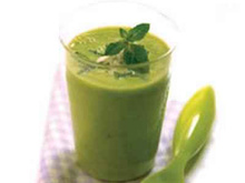 Velouté de petits pois et tomates séchées