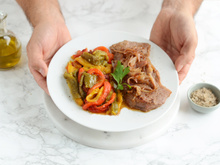 Bavette à l'échalote et sa salade de poivrons
