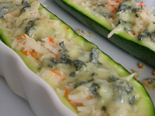 Courgettes farcies au surimi et au roquefort