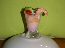 Verrine tarama, saumon et crevettes
