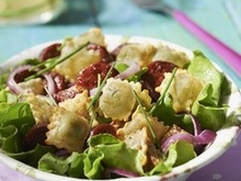 Salade de ravioles et chorizo à la plancha