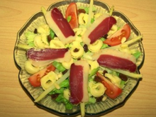 Salade de tortellinis et magret de canard