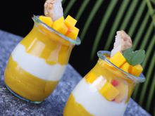 Verrine mangue coco et poulet au curry