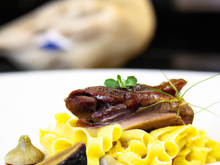 Pâtes aux gésiers de canards confits