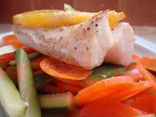 Papillote de cabillaud à l'orange et huile d'olive vanillée